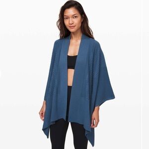 Lululemon Dream Weaver Blue Cardigan Shawl Kimono Oversized Sweater Wrap NWOT